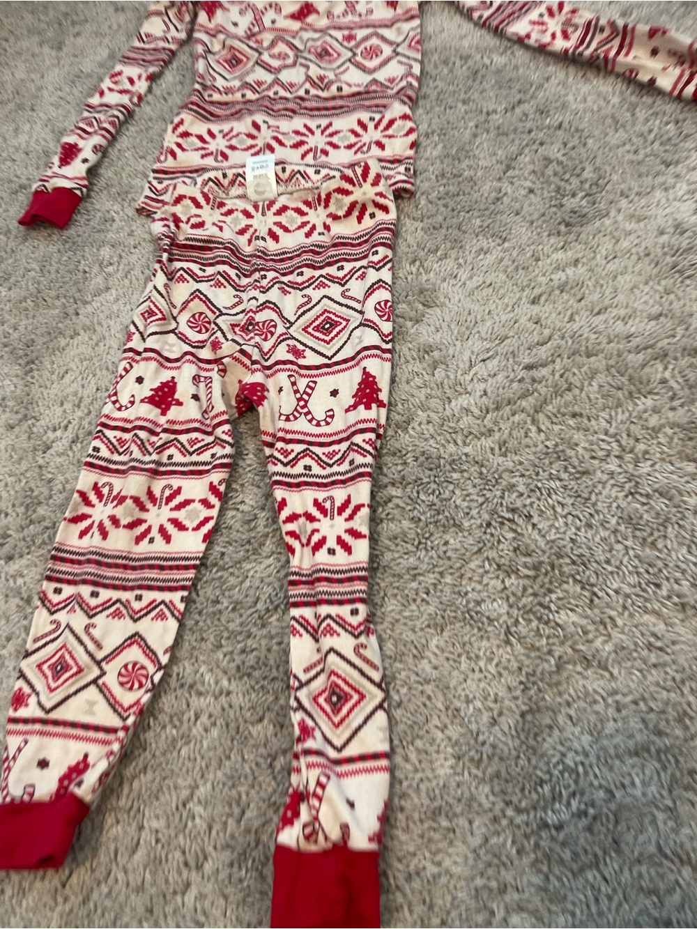 Place Red & Cream Fair Isle Kids Pajama Leggings